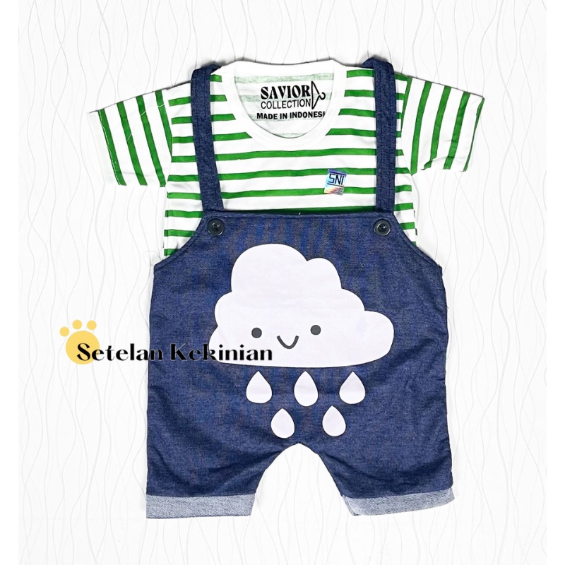 Jumpsuit Awan Salur Celana Kodok Newborn 0-12bulan Lucu Keren Baju Jalan Mall Imlek