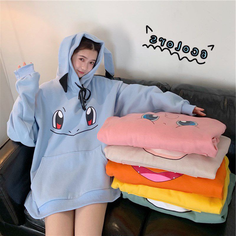 BAJU HOODIE POKEMON PIKACHU CHARMANDER BULBASAUR DIGIMON JIGGYPUFF PSYDUCK SWEATER OUTER JACKET JAKET IMPOR FASHION