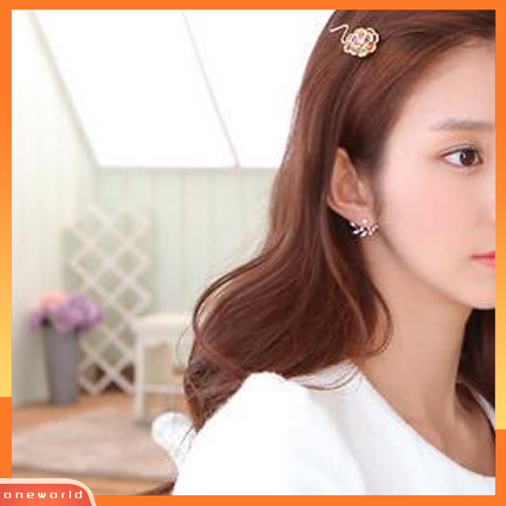 [WONE] Ear Studs Leaf Shiny Earrings Wanita Elegan Jaket Telinga Cubic Zirconia Untuk Pernikahan