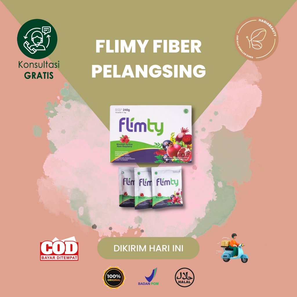 Bisa COD - Flimty Fiber Pelangsing Original - Minuman Detox, Diet HALAL dan Sehat 1 box isi 16