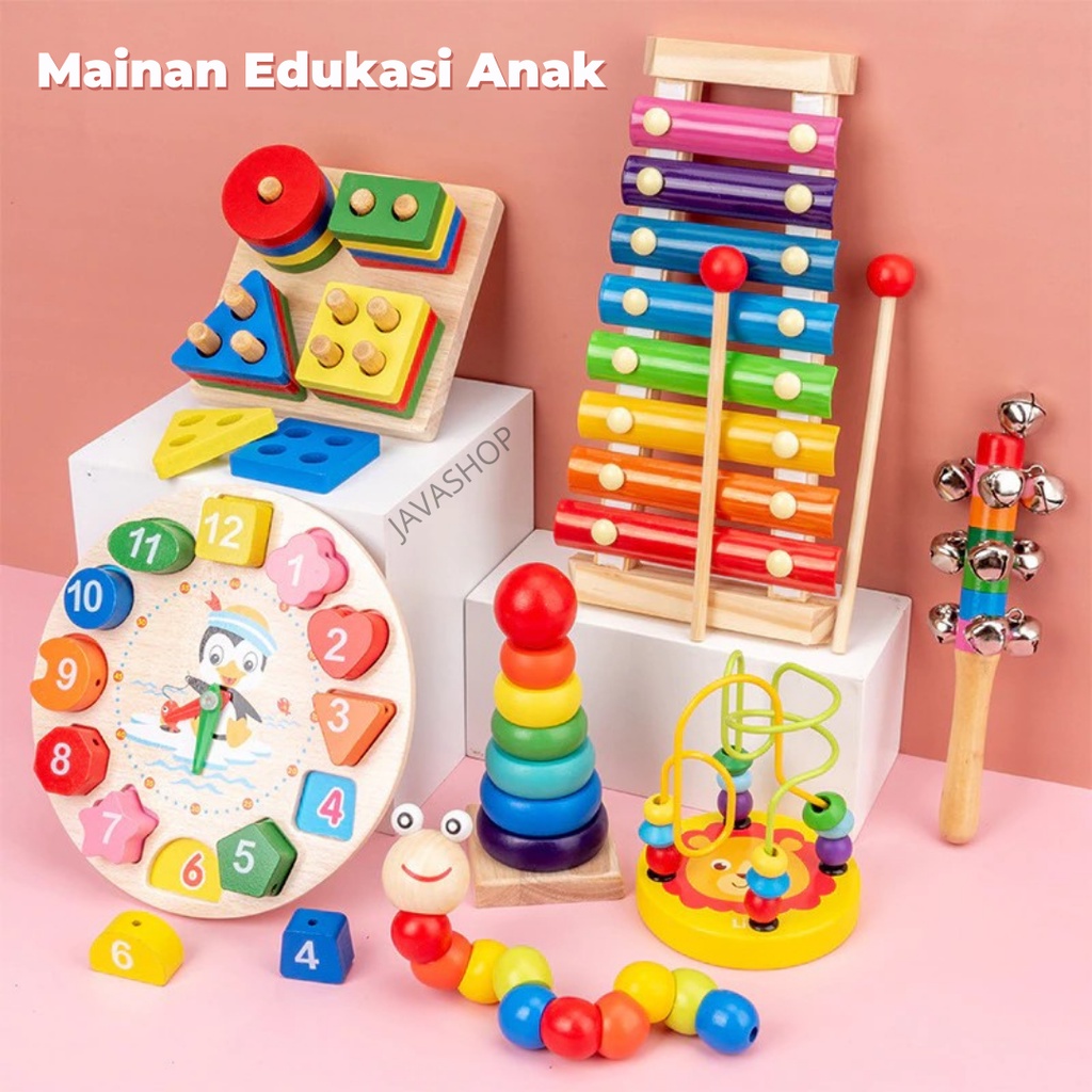 JAVASHOP Mainan Edukasi Anak Montessori Mainan Kayu Musik Puzzle Xylophone