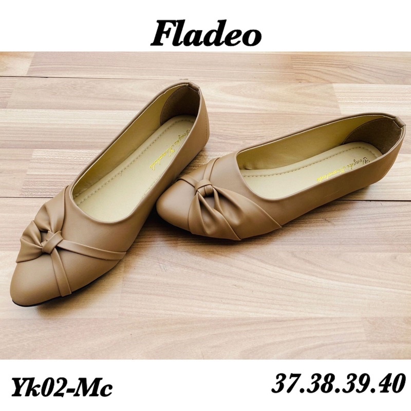 Yongki Flatshoes pita garis mocca