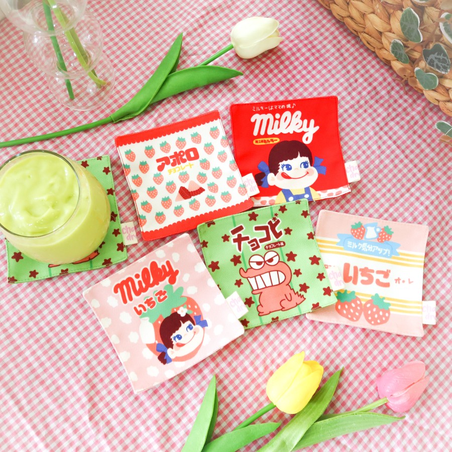 Glass Coaster Aesthethic, Tatakan Gelas kain, Coaster Unik lucu | Coaster Channidraw