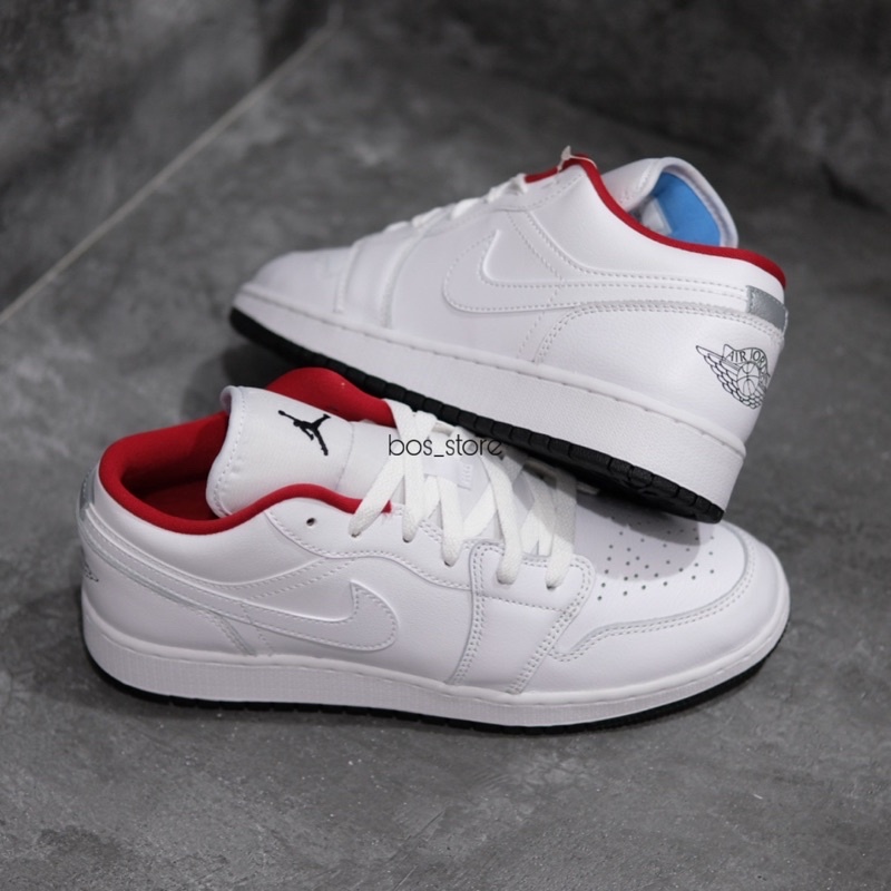 Sepatu sneakers Original Air Jordan 1 low Gs White Gym Red