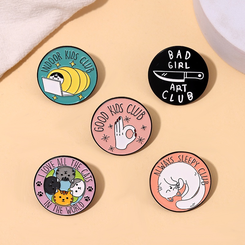 Kartun Kucing Kerah Pin I Love Semua Kucing Bros Anak Club Lencana Hadiah Untuk Teman Kostum Aksesori Perhiasan
