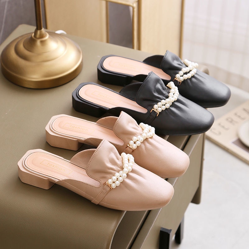 ❀ Chingu ❀ SA029 Sandal Wanita Mutiara Trend Flat Fashion Kasual Simple Sendal Wanita Import