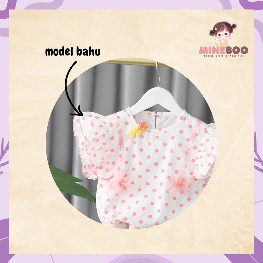 mineboo -  SET POLKA PITA EBV 1-5tahun Setelan anak perempuan baru/versi Korea celana denim/baju anak perempua