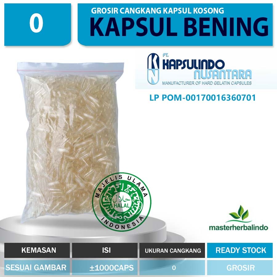 cangkang kapsul kosong bening natural 0 isi 1000 caps