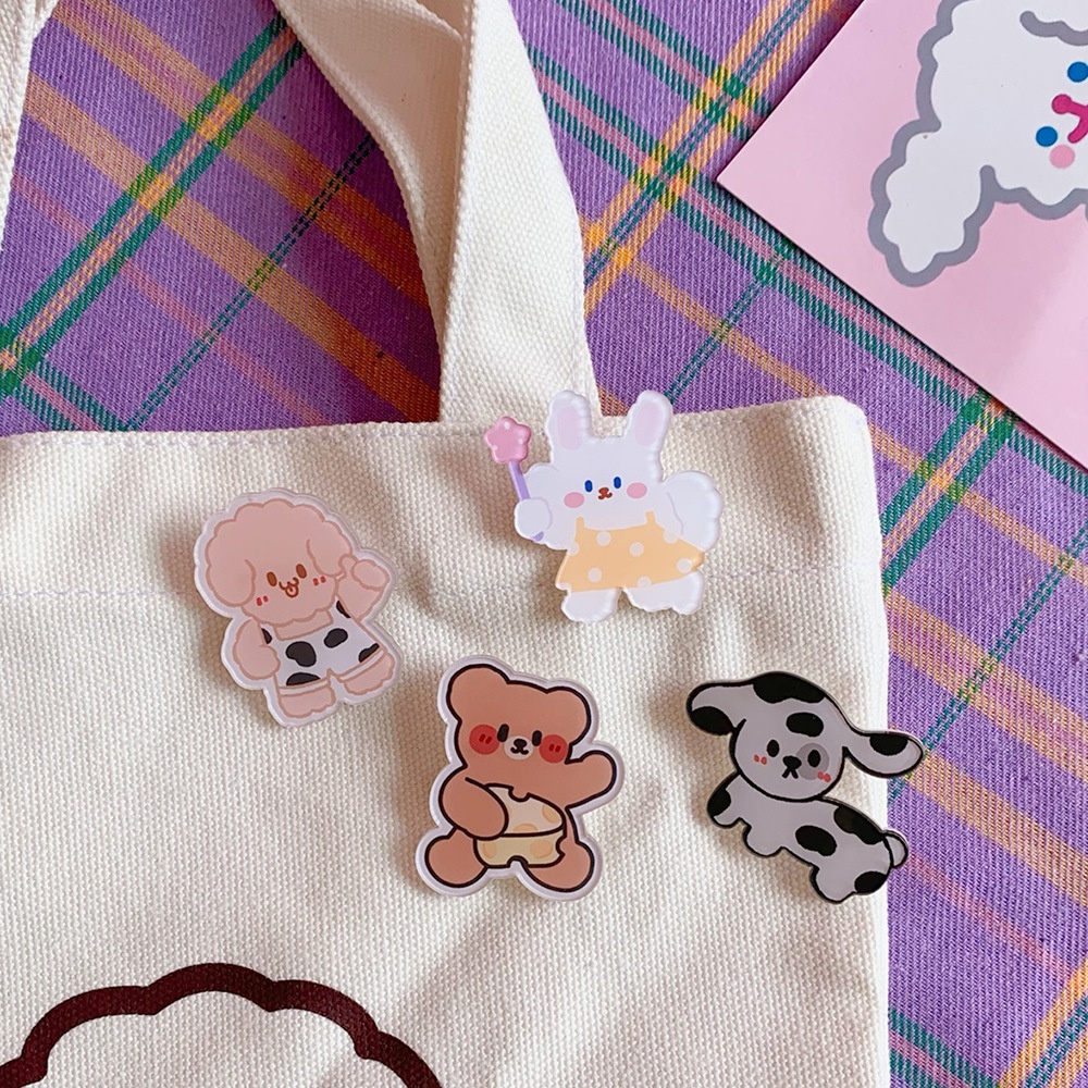 Japanese Style Acrylic Creative Cartoon Rabbit Dog Bear Shaped Clothes Bag Pendant