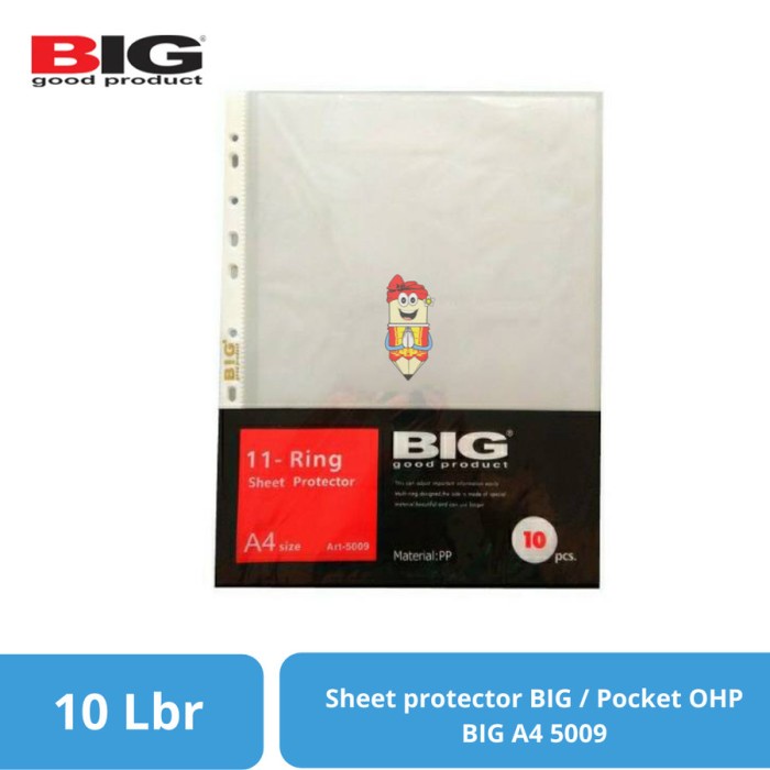 

Sheet Protector A4 11 Ring BIG ART-5009 plastik binder pocket