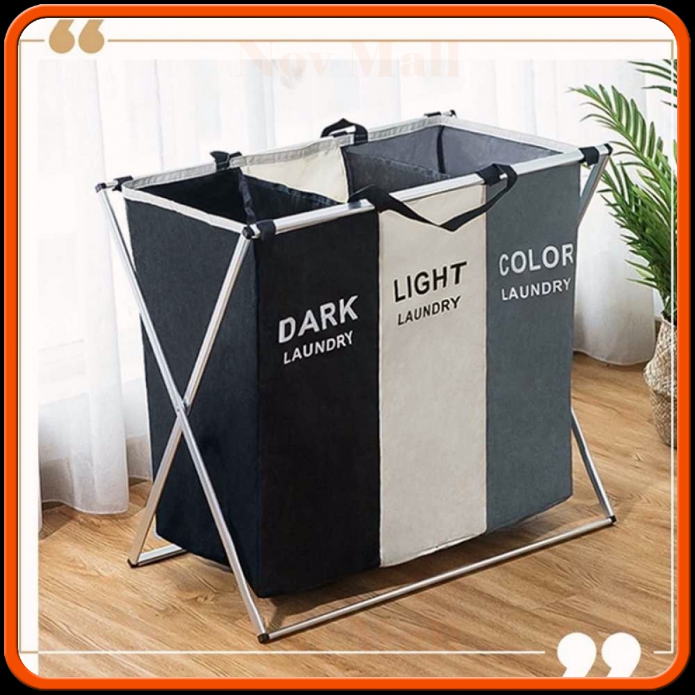 Keranjang Penyimpanan Pakaian Kotor Three Grid Laundry -ST867