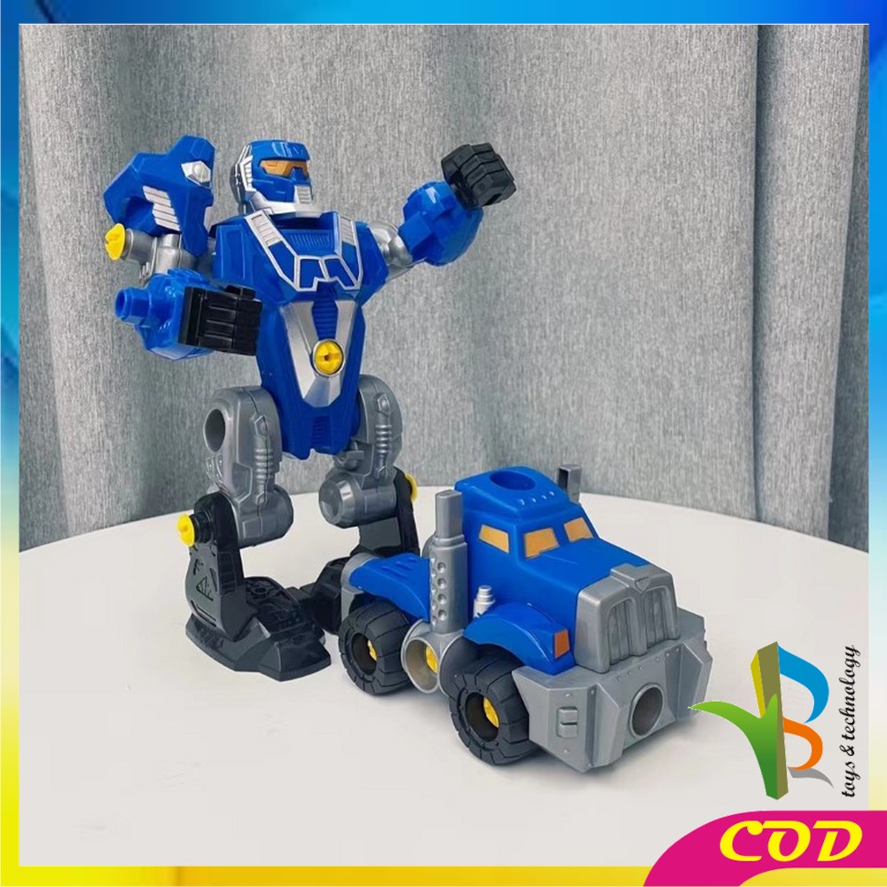 RB-M214 Mainan Robot Anak Laki Laki Robot Deformation 2IN1 DIY Puzzle Toys Mainan Bongkar Pasang Dengan Obeng Listrik / Mainan Mobil Mobilan