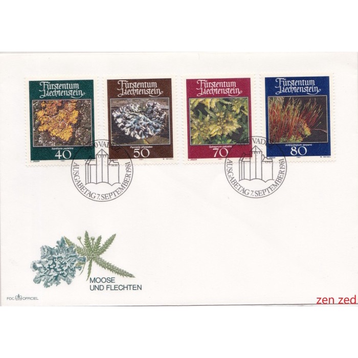 

A628 Prangko Liechtenstein FDC Mosses and Lichens 1 Pcs