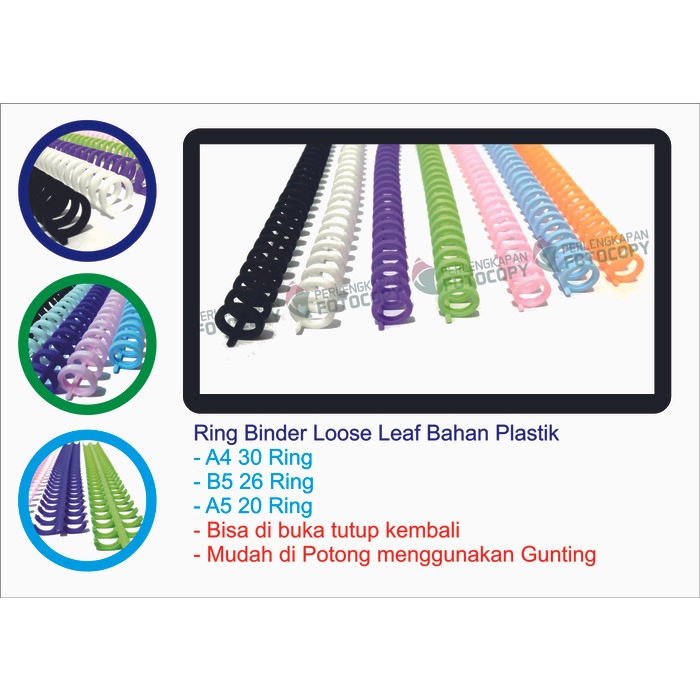 

RING BINDER LOOSE LEAF 30 HOLES UKURAN A5 A4 B5 BAHAN PLASTIK