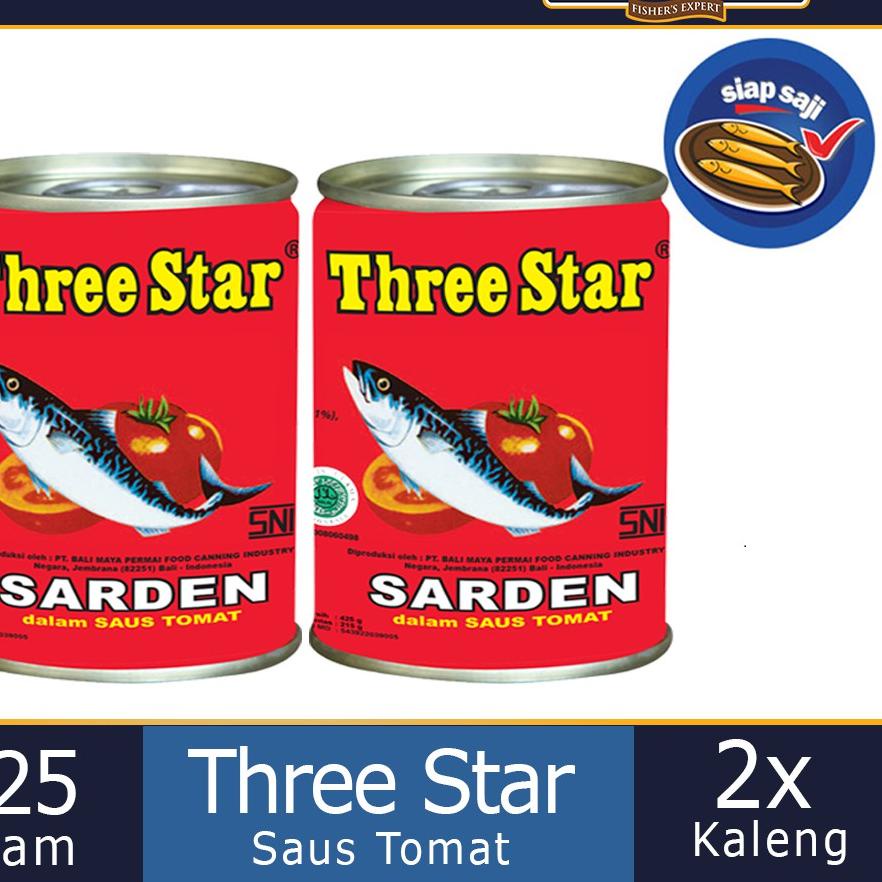 

COD✔️Paket 2 pcs Three Star Sarden mini saus tomat Makanan Kaleng 425 g|RA3