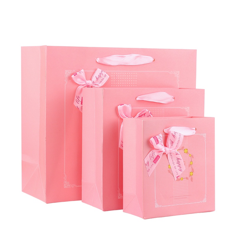 PAOPAO Paperbag A Happy Life Love Pink Cute Tas Kado Goodie Bag Premium