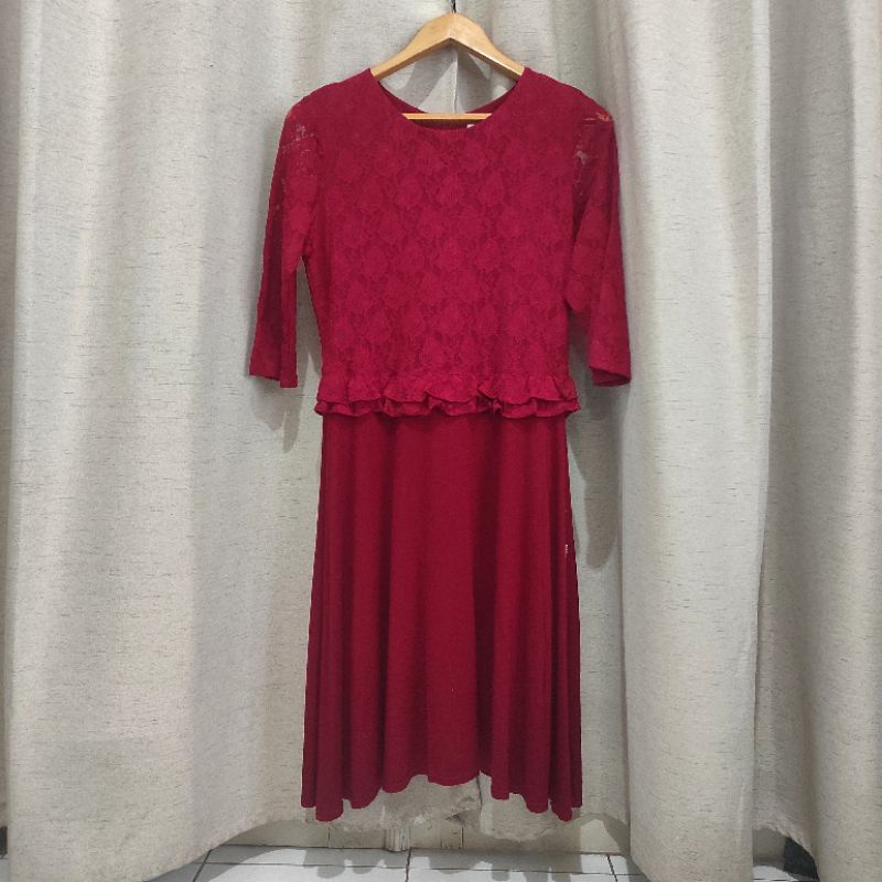 Tunik Dress Brand Exit Merah Brokat