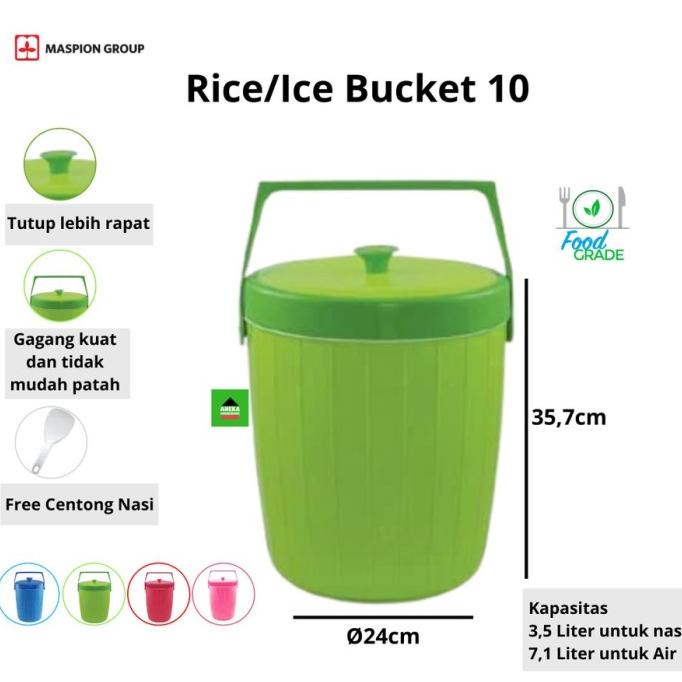 MASPION RICE/ICE BUCKET TERMOS ES TERMOS NASI 10 LITER 3.5KG NASI PINK