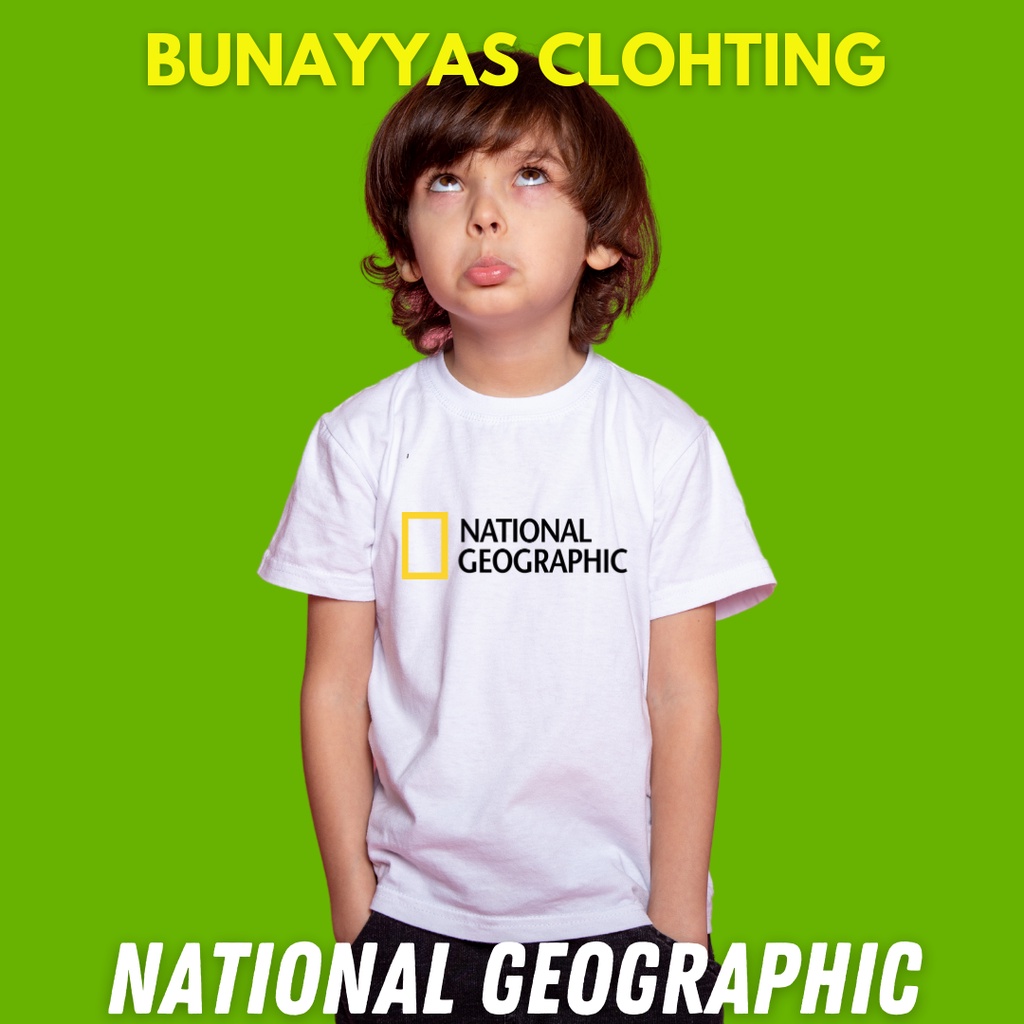 Tshirt National Geographic Anak Lengan Pendek Usia 2 7 SD 13 Tahun XS S M L XL XXL Nat Geo T Shirt K