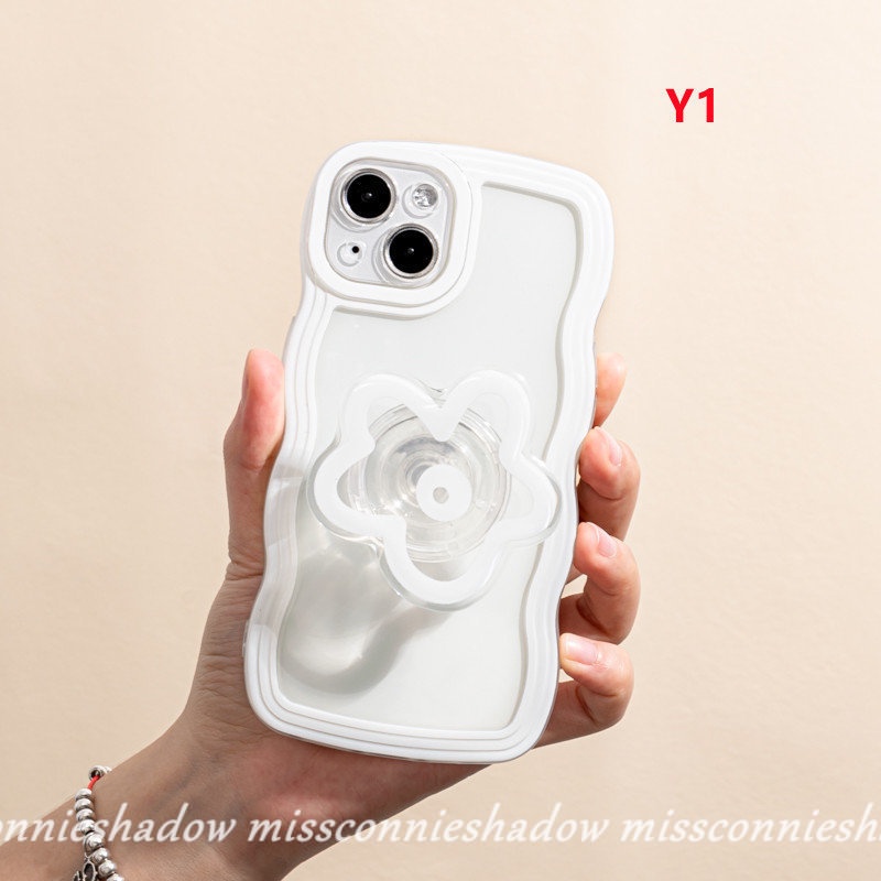 Realme 10 9Pro+9 9i 8i C3 7i 5i 6i 5 7 C15 C11 C12 C33 C35 C25s C20 C17 C25Y C21Y 8 8Pro C30 C25 C20A Flower Airbag Stand Holder Macaron Candy Color Soft Wavy Edge Soft TPU Cover