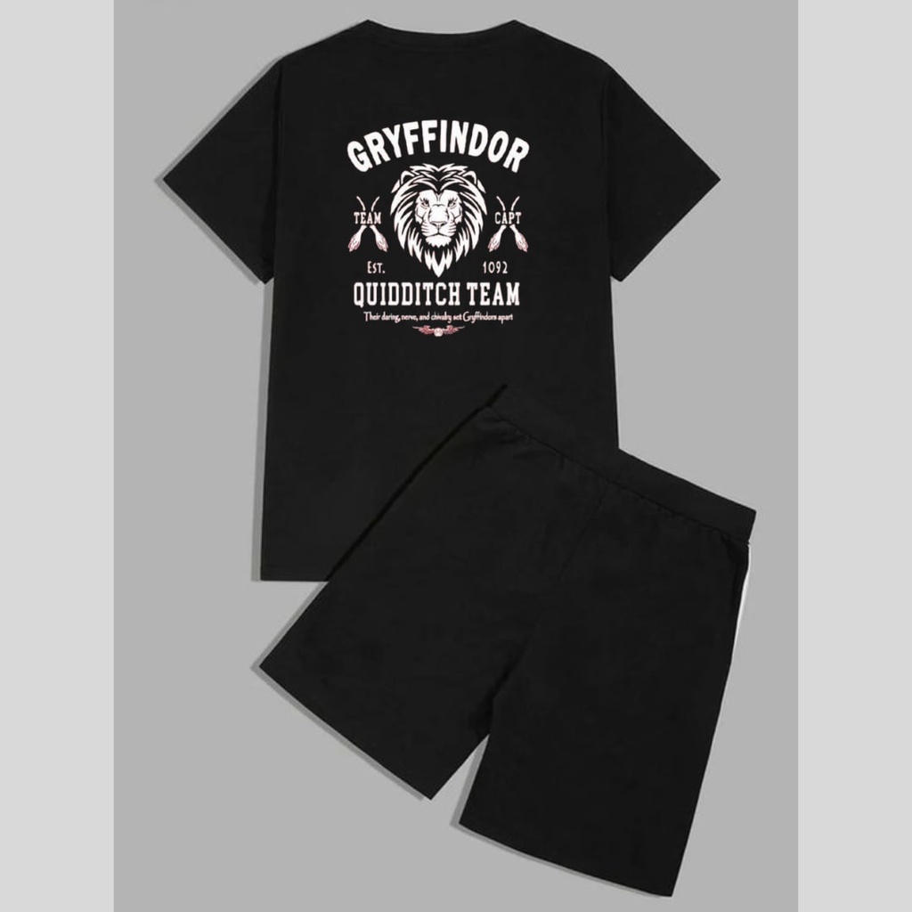 Clothing May - 1 Set Gryffindor Harry Potter Putih 1 Set One Set Oneset Satu Pasang Satu Setel Fashion Sepasang Kaos Koas Set Boxer Distro Kekinin T Shirt Tshirt T-Shirt Premium Murah Unisex Sablon Dtf Murah Celana Pria Pendek Tali Kolor Bokser