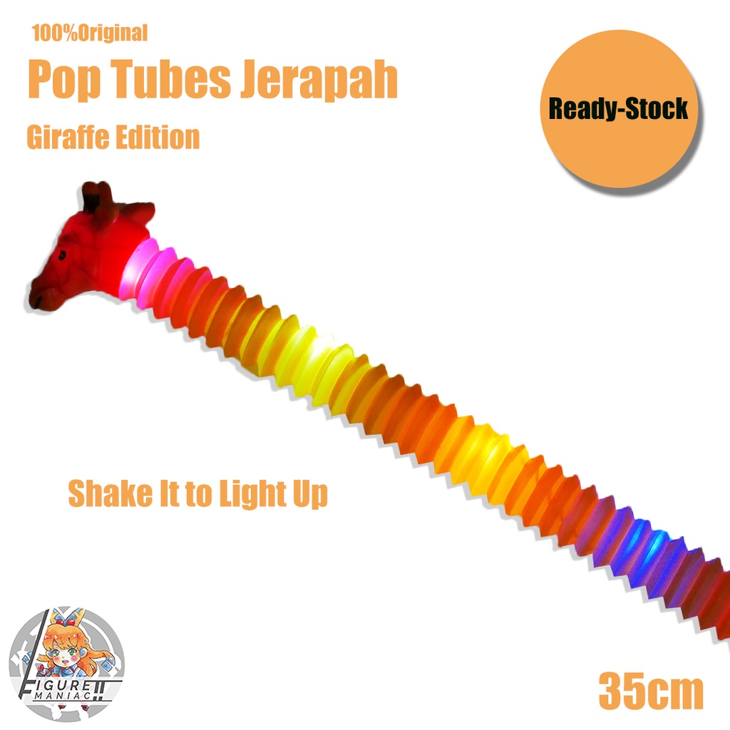 Figure Maniac - Pop Tubes Karakter Giraffe Light Up Edition Glow Pipa Nyala Anak Premium Import