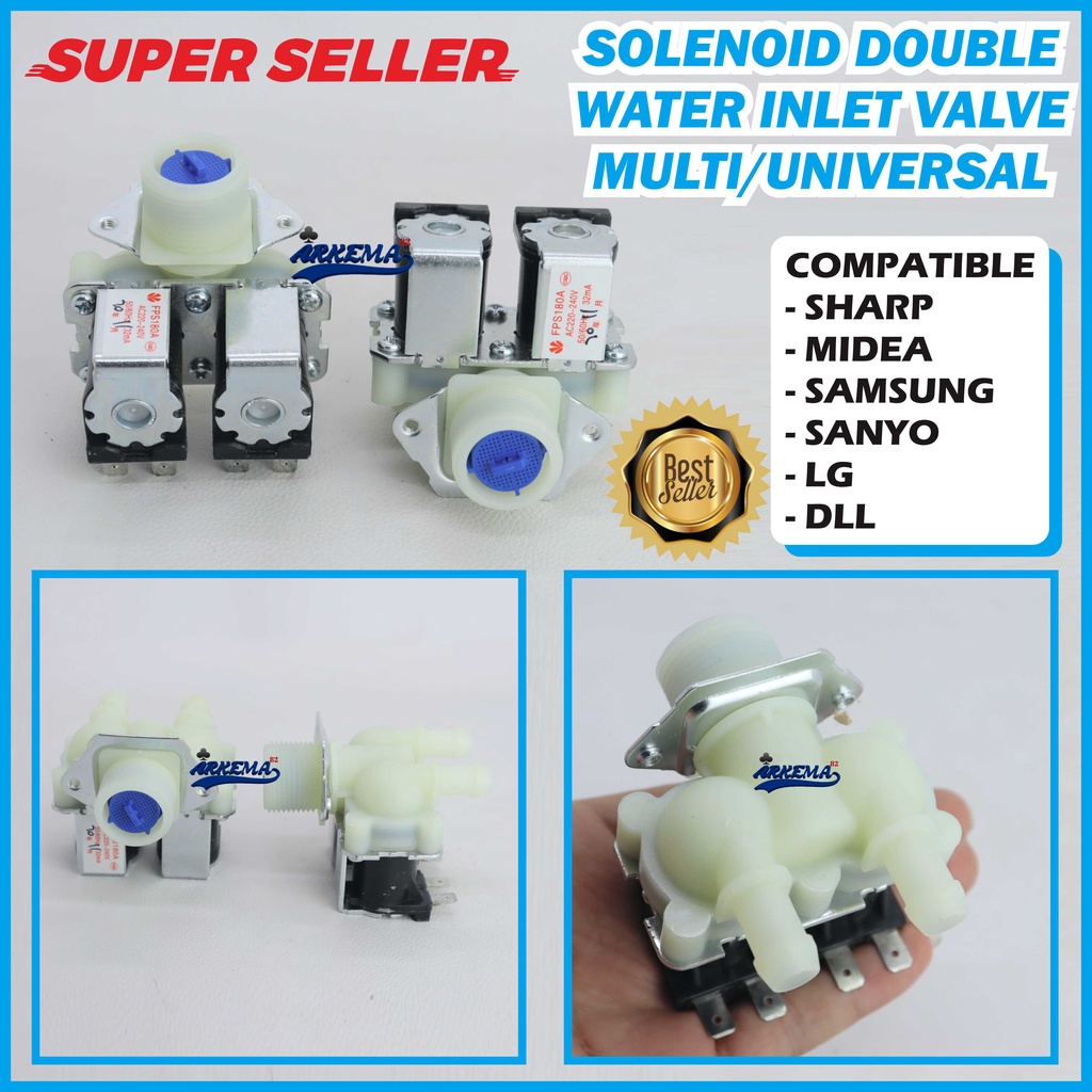 SLONOID DOUBLE MESIN CUCI | WATER INLET | SOLENOID VALVE DOUBLE| OTOMATIS AIR MESIN CUCI