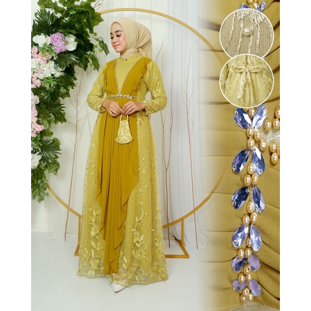 GAMIS SELENDANG MAYANG PAYET MIX CERUTY BABY DOLL - GAMIS MODERN KEKINIAN - MODEL GAMIS TERLARIS - GAMIS TULLE CANTIK