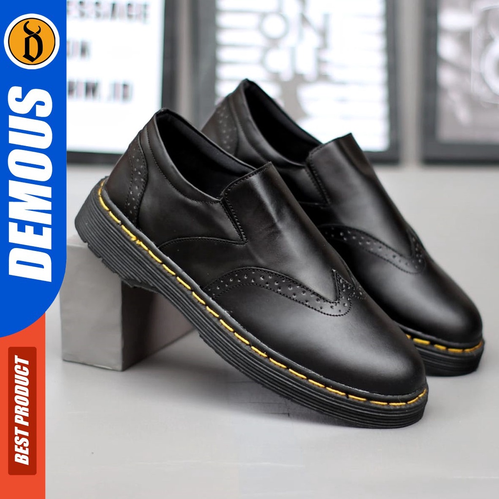 DEMOUS Redfield - Sepatu Boots Docmart Formal Pantofel Kerja Pria Hitam