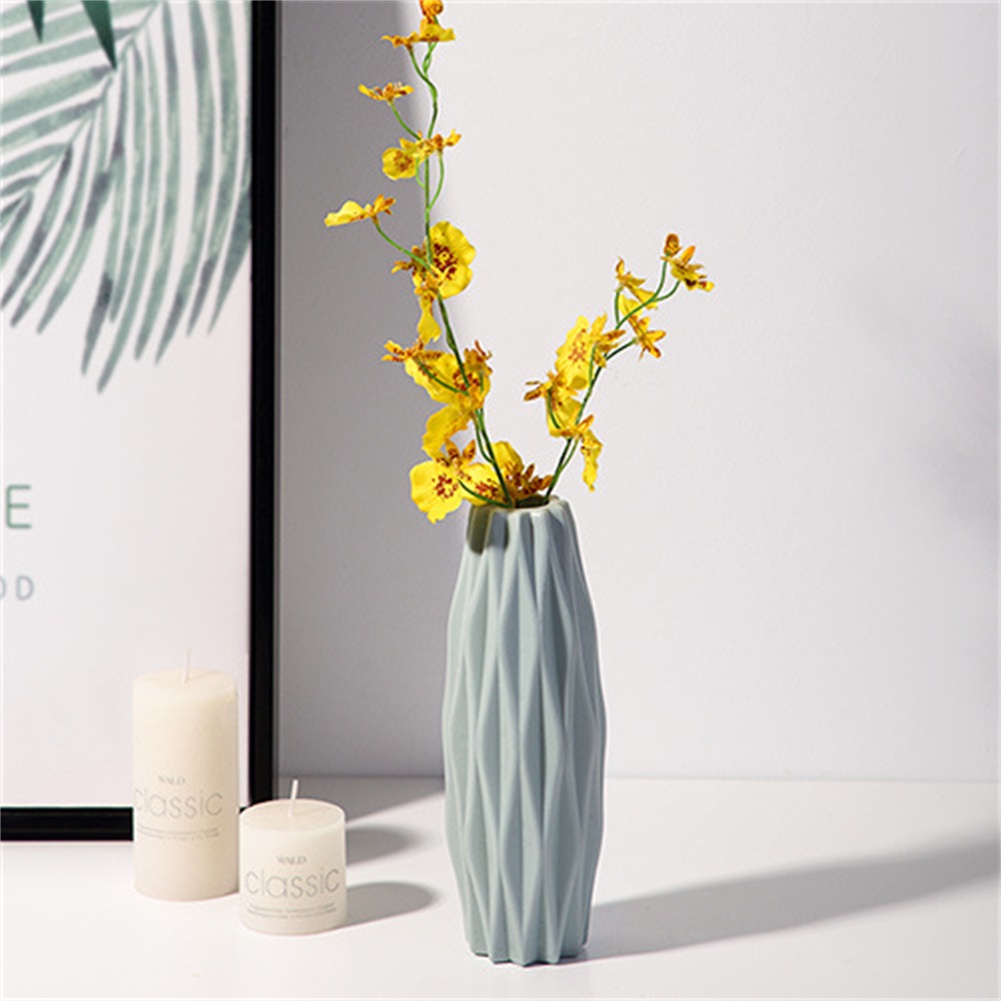 ღ 9 Gaya Geometris Imitasi Porselen Vas Hidroponik Kreatif Vas Nordic Plastik Dekorasi Vas untuk Rumah Meja Kantor Dekorasi