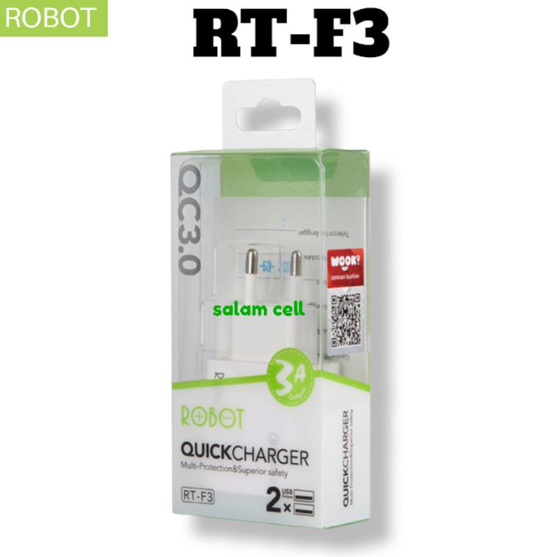 Charger Hp Robot RT-F3 Quick Charging 18W Dual Port Charger Garansi Resmi