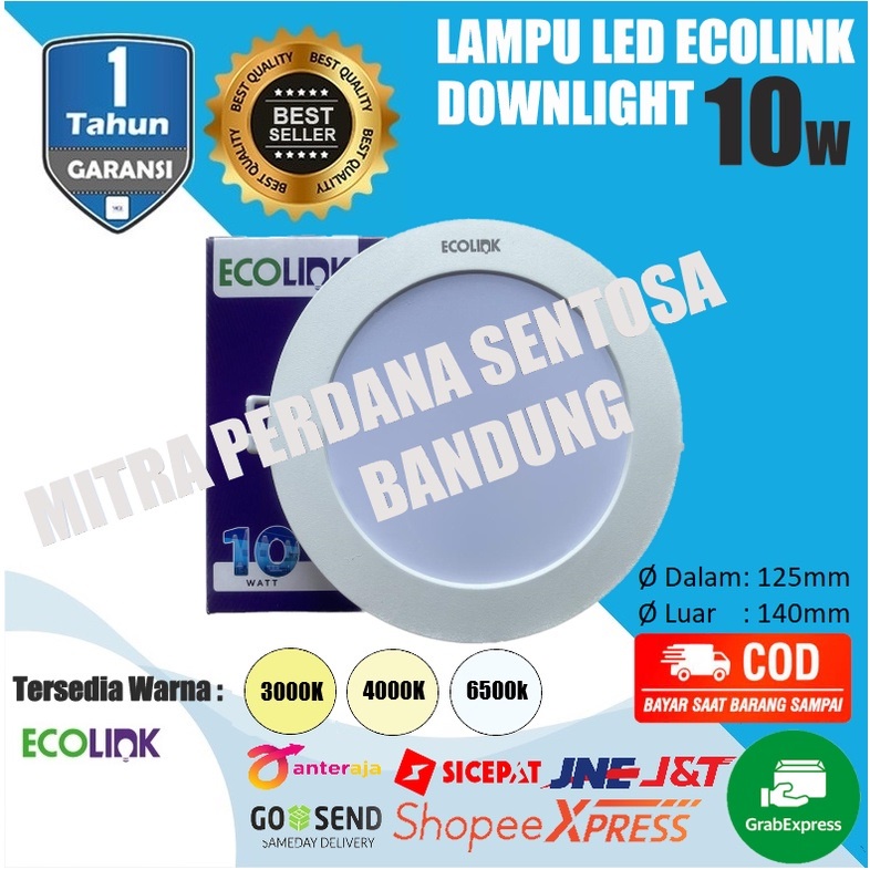 Ecolink Lampu LED Downlight Panel ECOLINK 10 watt 10w 10 w 10watt Tipis Bulat Inbow Down Light