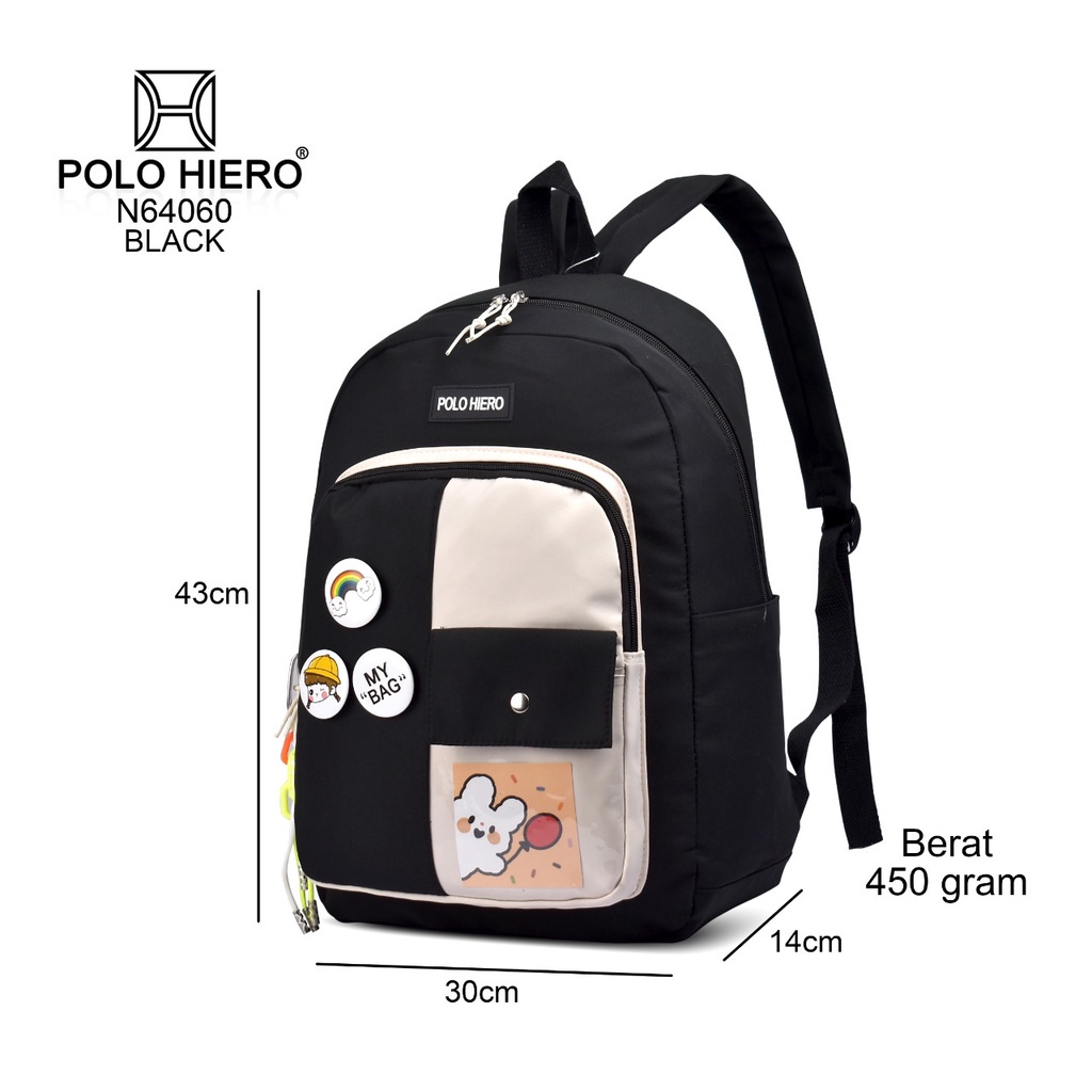 (RF) Tas Sekolah Polo Hiero N64060 Tas Fashion Ransel Laptop Punggung Travelling