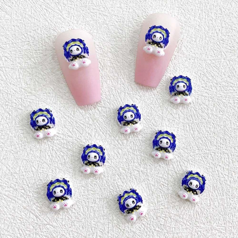 AUGUSTINA Agustinina Kartun Dekorasi Kuku Wanita 10Pcs /set Kartun Boneka Fashion Manicure Aksesoris Hiasan Kuku 3D Perhiasan Kuku