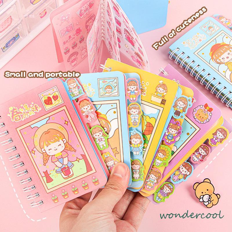Buku Catatan Lucu Siswa Scrapbook Coil  Buku Portabel  Dengan Stiker Di Dalamnya-Won