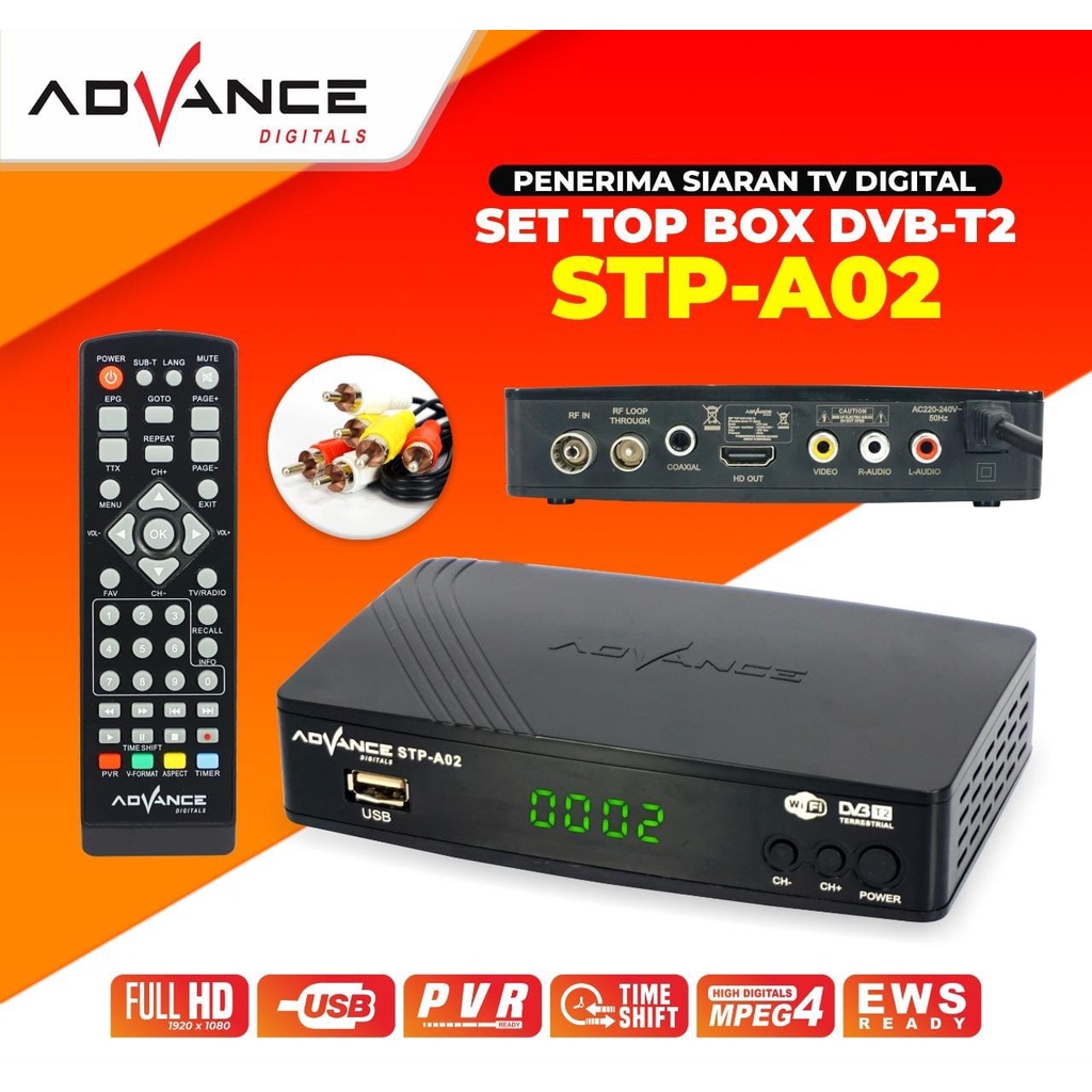 ADVANCE DIGITAL SET TOP BOX DVB-T2 STP-A02/STP-A01 PENERIMA SIARAN DIGITAL