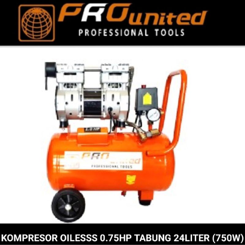 kompresor oiless 0.75HP tabung 24liter pro united by kentaro