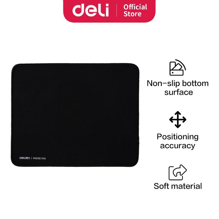 Segera Deli Mouse Pad / Tatakan Mouse Polos 25 x 20 cm Warna Hitam Anti Slip Cocok untuk Kantor 3318