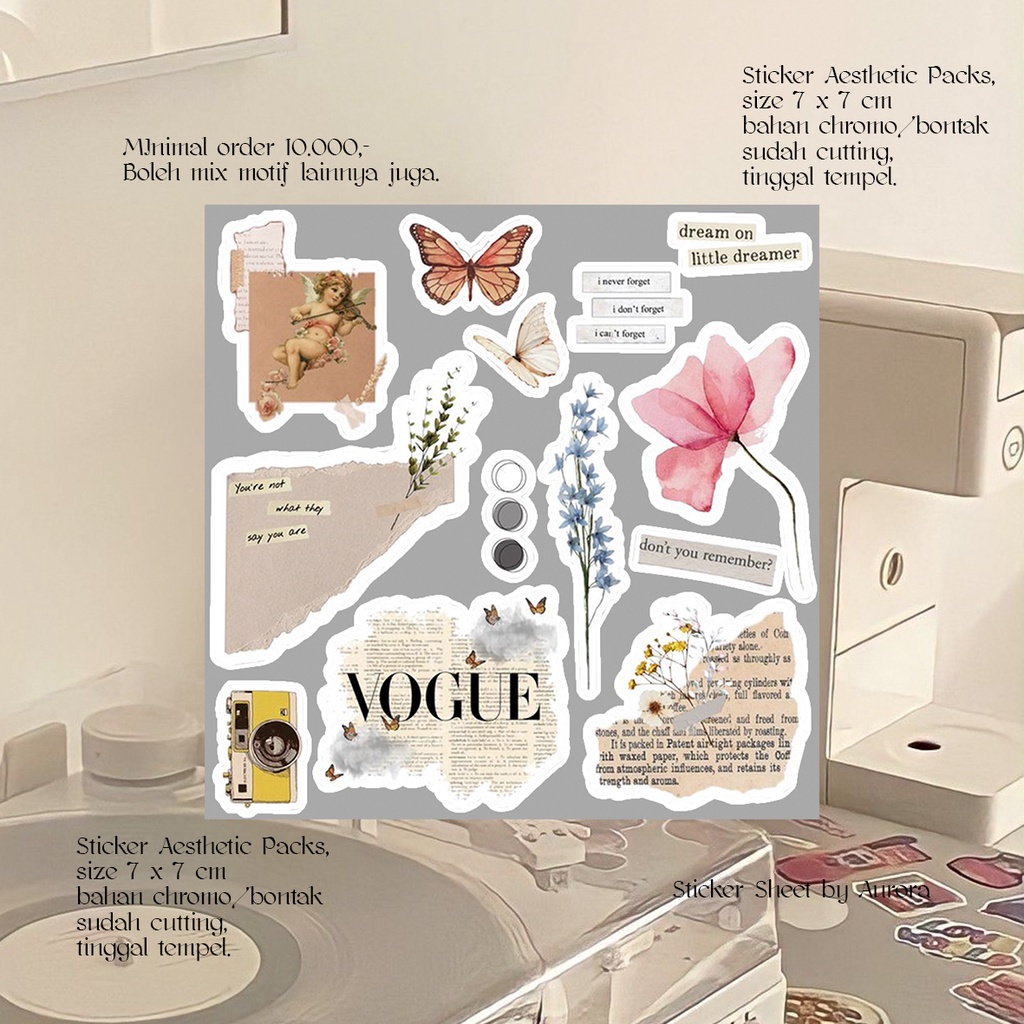

(Part 1) Sticker Vintage Vogue Aesthetic Journal Sudah Cutting