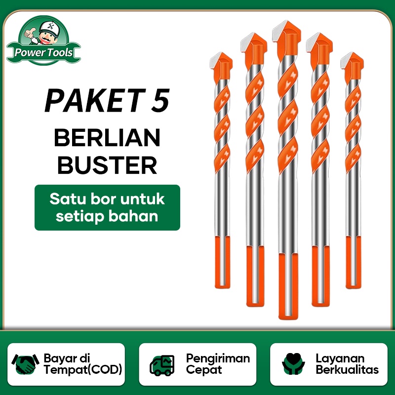 ISKU Mata Bor Drill Set 5 Pcs Multi Purpose Bor Besi Kayu Beton Multifungsi HSS Triangle Tipped Besi Kayu Beton Keramik Plastik Aluminiummata bor set multifungsi