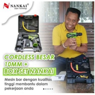 NANKAI 2 BATERAI BOR BATREI / Cordless Drill bor baterai 12 V charger XENON 2 BATERAI Cordless Drill