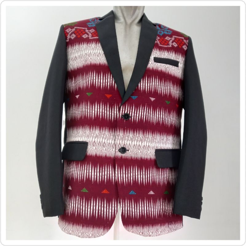 Jas ulos formal Sumatera/ Jas ulos Sumatera/ Jas motif tenun ulos kombinasi hitam
