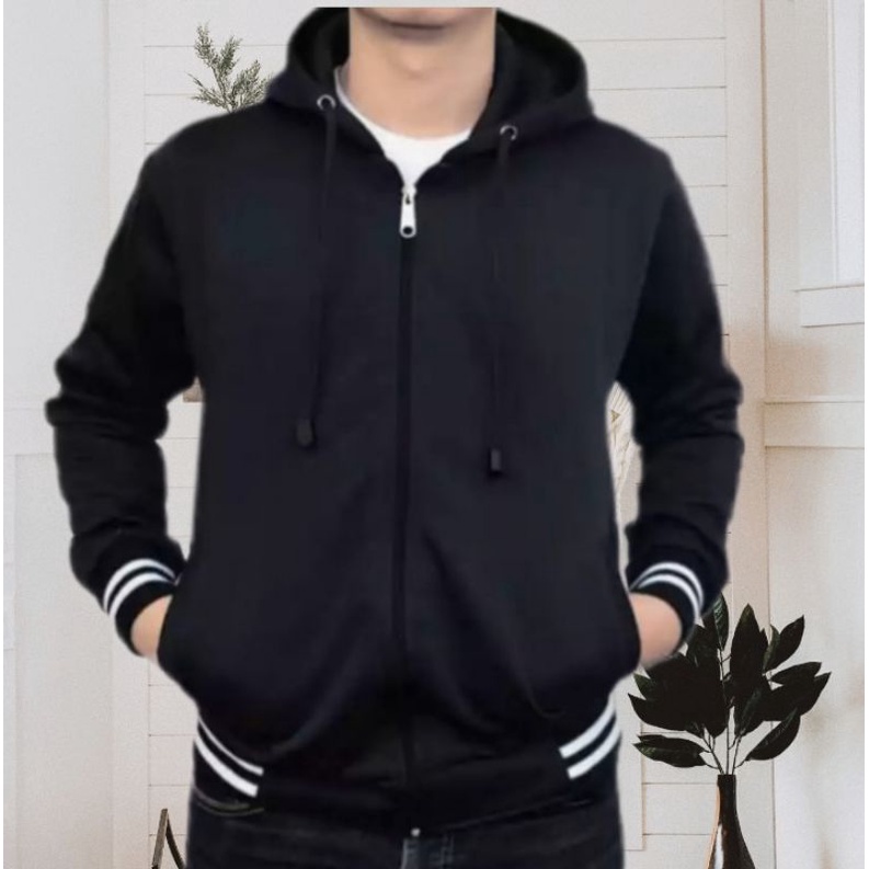 Jaket Baseball Zipper Hoodie  Jaket Pria / Wanita Baseball Polos
