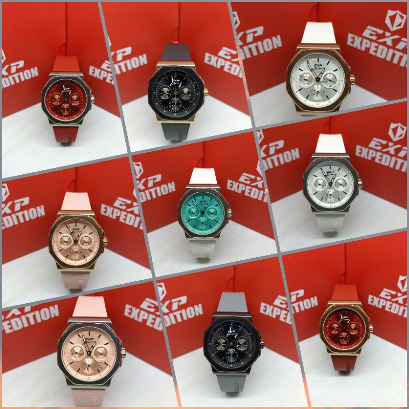 Jam Tangan Wanita Expedition 6816 E6816 EXP6816 Tali Karet / Rubber
