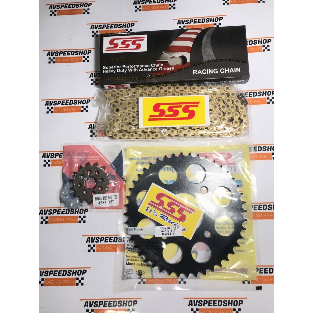 GEAR SET GIR SET SSS 428 BLACK HONDA MEGA PRO / SONIC 150 R / GTR 150 R / VERZA / TIGER / CBR 150 R 