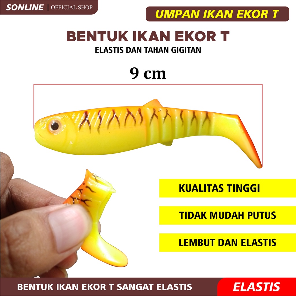 Sonline Umpan Pancing Buatan Bentuk Ikan Mata 3D 9cm/20.5gr Bahan Silikon Lembut 0635