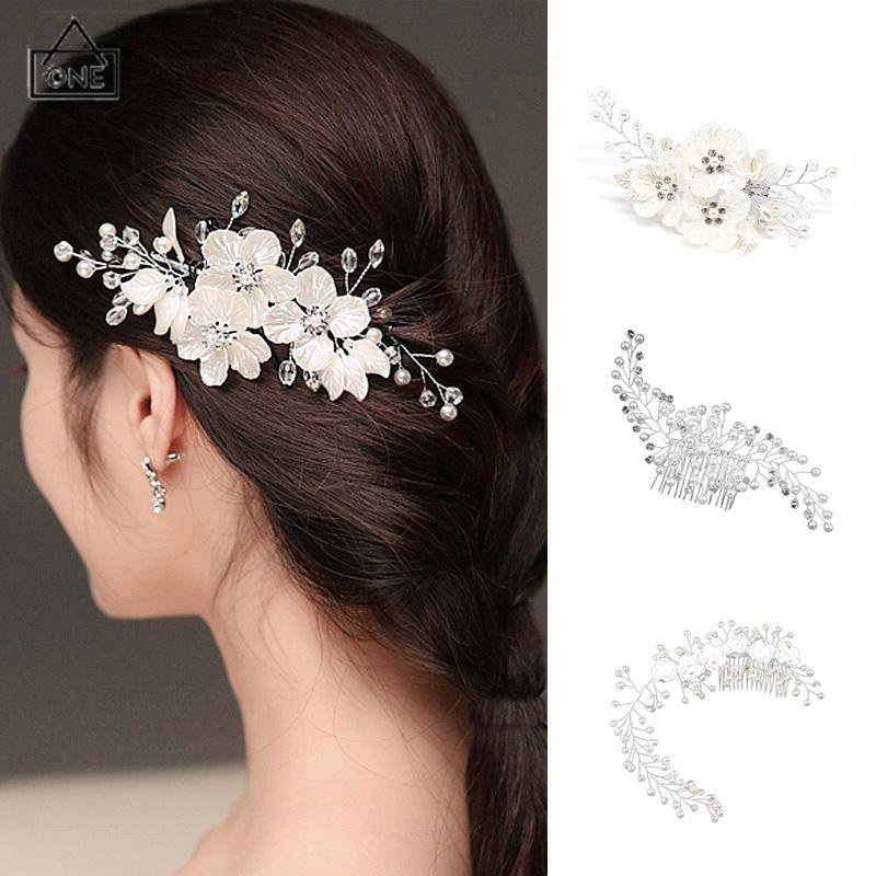 COD❤️Hairpin Tusuk Konde Bunga Korea Wanita Dan Anak Klip Samping Kartu Rambut Kristal Mutiara Aksesoris Pernikahan Hiasan Kepala Bridal Wedding Hair Comb