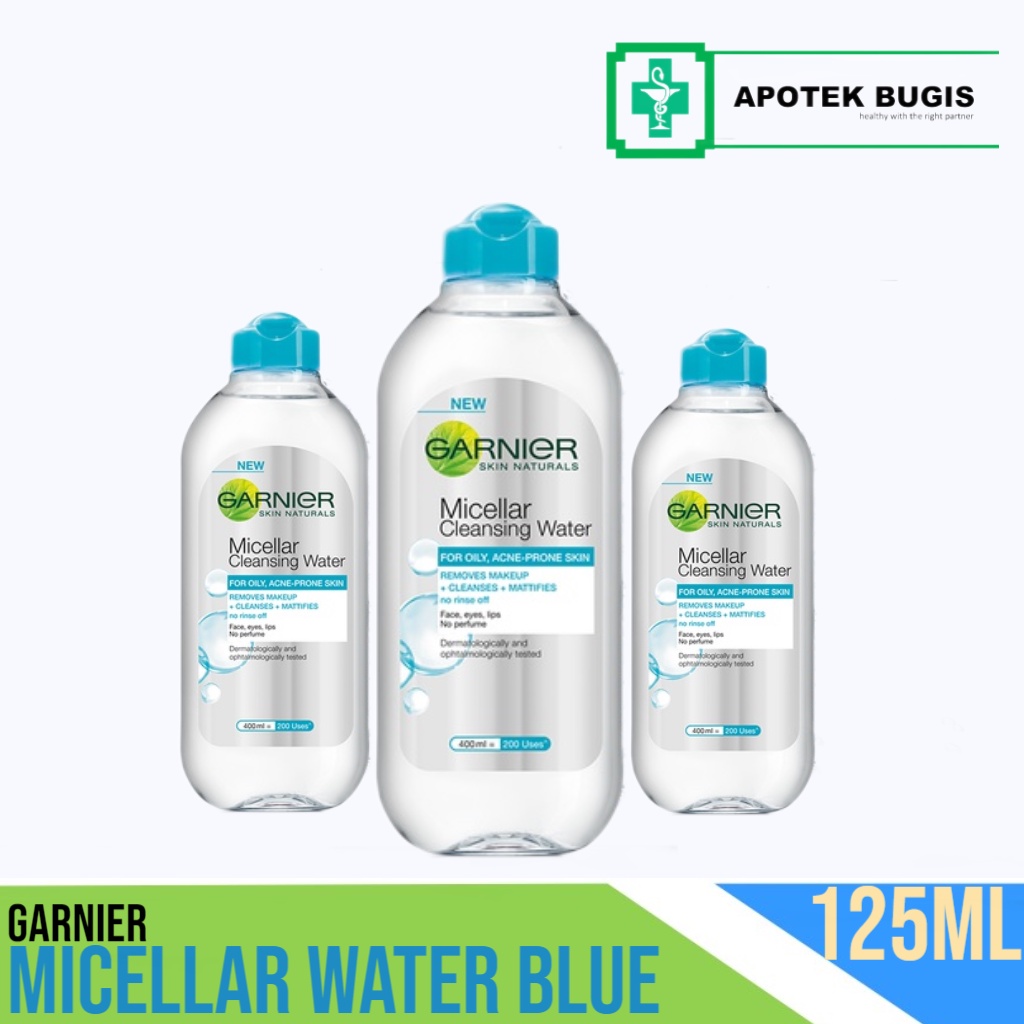 Garnier Micellar Water Blue - Single 125ml Skincare Pembersih Wajah &amp; Makeup Kulit Berminyak