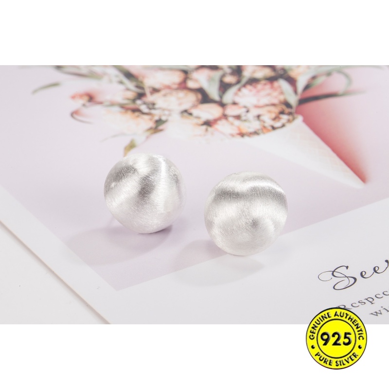 Anting Tusuk Wanita Bola Brushed Frosted U1433