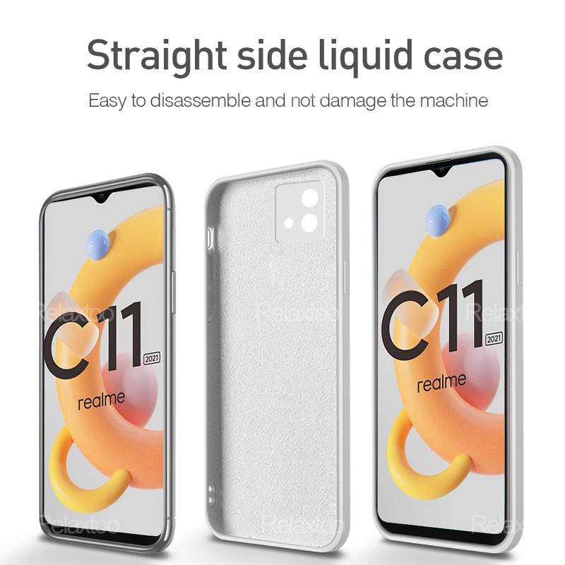 Casing Silikon Cair Persegi Original Mewah Untuk OPPO Realme C11 C20 2021tahan Guncangan Lembut Phone Cover Shell